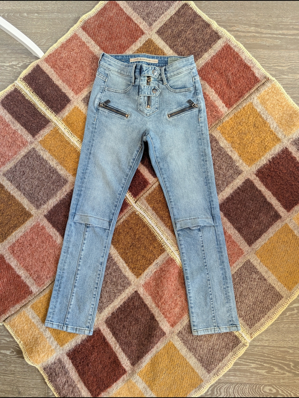 Parasuco Jackie Fit Jeans Size 26 High Rise Skinny Zipper Detail Light Wash